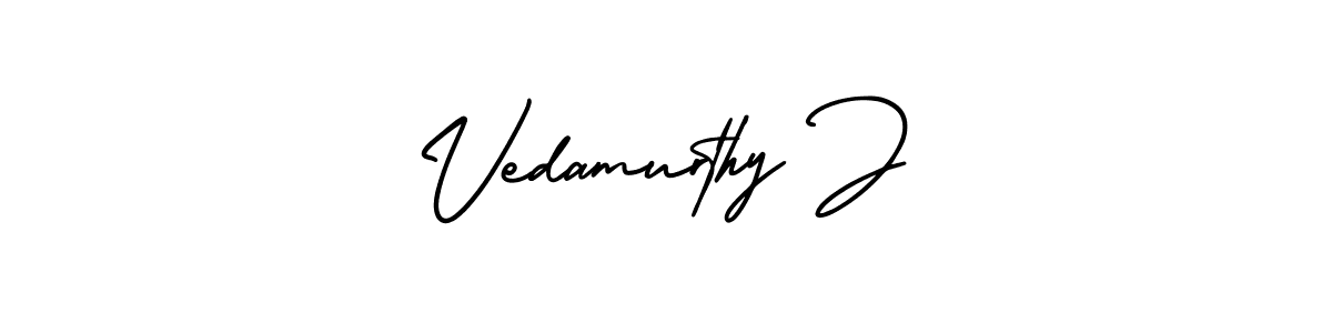 The best way (AmerikaSignatureDemo-Regular) to make a short signature is to pick only two or three words in your name. The name Vedamurthy J include a total of six letters. For converting this name. Vedamurthy J signature style 3 images and pictures png