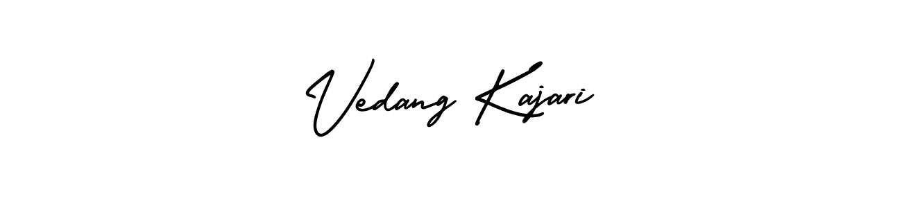 The best way (AmerikaSignatureDemo-Regular) to make a short signature is to pick only two or three words in your name. The name Vedang Kajari include a total of six letters. For converting this name. Vedang Kajari signature style 3 images and pictures png