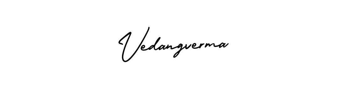 It looks lik you need a new signature style for name Vedangverma. Design unique handwritten (AmerikaSignatureDemo-Regular) signature with our free signature maker in just a few clicks. Vedangverma signature style 3 images and pictures png