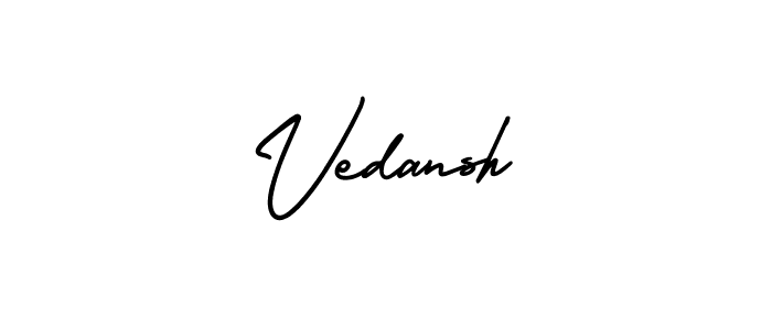 The best way (AmerikaSignatureDemo-Regular) to make a short signature is to pick only two or three words in your name. The name Vedansh include a total of six letters. For converting this name. Vedansh signature style 3 images and pictures png