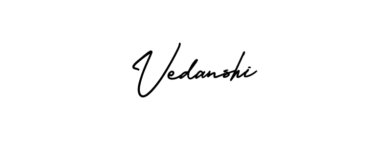 You should practise on your own different ways (AmerikaSignatureDemo-Regular) to write your name (Vedanshi) in signature. don't let someone else do it for you. Vedanshi signature style 3 images and pictures png