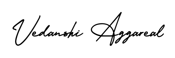 A sleek calligraphic signature for name Vedanshi Aggareal utilizing AmerikaSignatureDemo-Regular styling. Great for adding personal signatures to photos and art. Vedanshi Aggareal signature style 3 images and pictures png