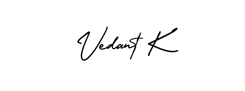 Use a signature maker to create a handwritten signature online. With this signature software, you can design (AmerikaSignatureDemo-Regular) your own signature for name Vedant K. Vedant K signature style 3 images and pictures png