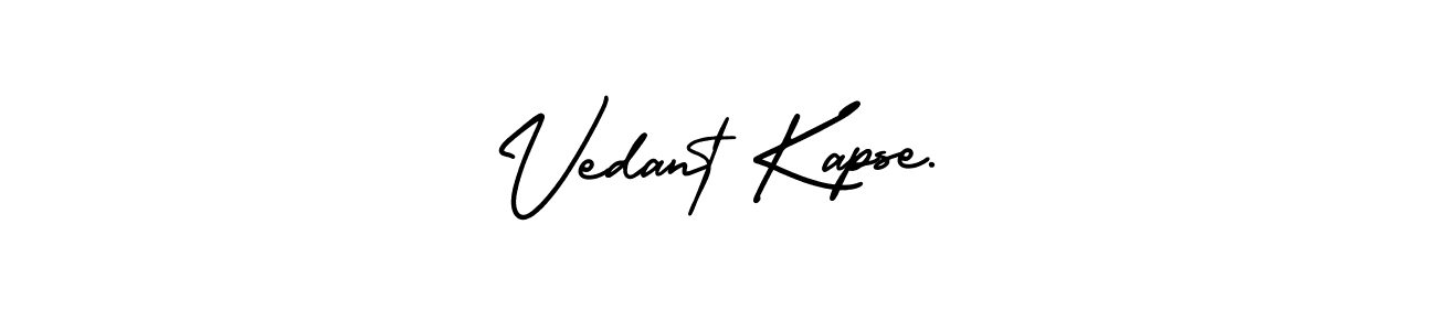 The best way (AmerikaSignatureDemo-Regular) to make a short signature is to pick only two or three words in your name. The name Vedant Kapse. include a total of six letters. For converting this name. Vedant Kapse. signature style 3 images and pictures png