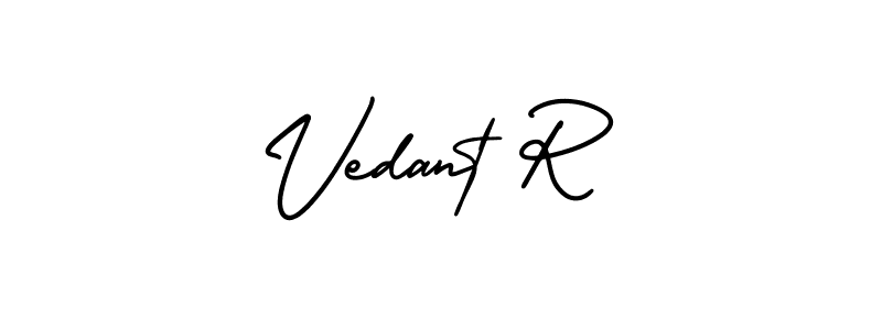 if you are searching for the best signature style for your name Vedant R. so please give up your signature search. here we have designed multiple signature styles  using AmerikaSignatureDemo-Regular. Vedant R signature style 3 images and pictures png