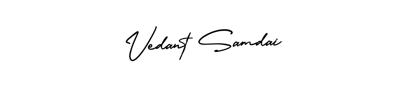 Vedant Samdai stylish signature style. Best Handwritten Sign (AmerikaSignatureDemo-Regular) for my name. Handwritten Signature Collection Ideas for my name Vedant Samdai. Vedant Samdai signature style 3 images and pictures png