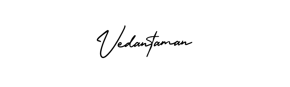 How to make Vedantaman name signature. Use AmerikaSignatureDemo-Regular style for creating short signs online. This is the latest handwritten sign. Vedantaman signature style 3 images and pictures png