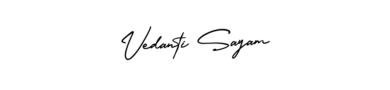 Make a short Vedanti Sayam signature style. Manage your documents anywhere anytime using AmerikaSignatureDemo-Regular. Create and add eSignatures, submit forms, share and send files easily. Vedanti Sayam signature style 3 images and pictures png