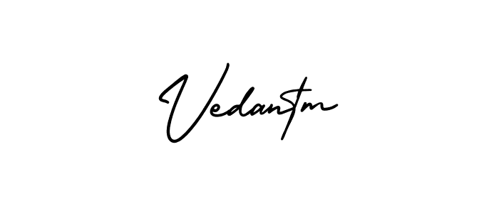 Vedantm stylish signature style. Best Handwritten Sign (AmerikaSignatureDemo-Regular) for my name. Handwritten Signature Collection Ideas for my name Vedantm. Vedantm signature style 3 images and pictures png