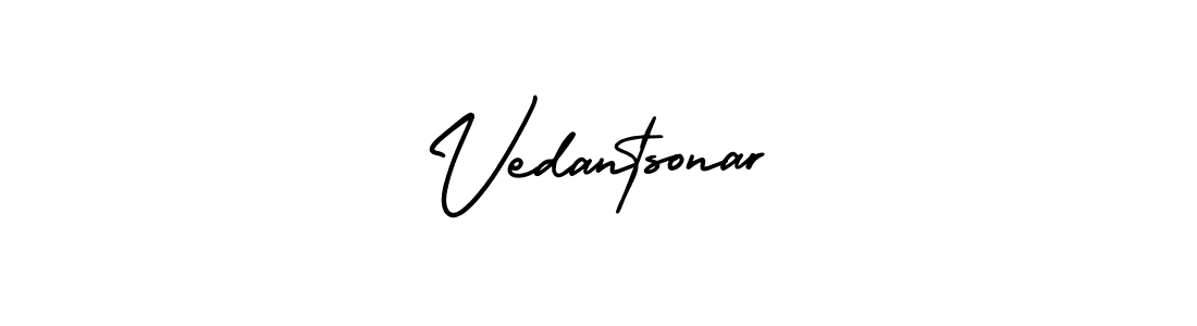 Vedantsonar stylish signature style. Best Handwritten Sign (AmerikaSignatureDemo-Regular) for my name. Handwritten Signature Collection Ideas for my name Vedantsonar. Vedantsonar signature style 3 images and pictures png