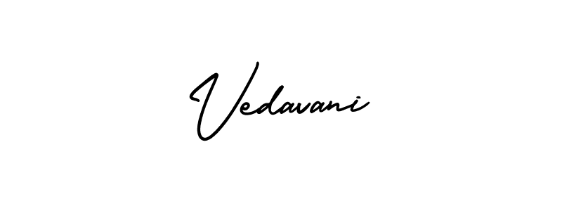 The best way (AmerikaSignatureDemo-Regular) to make a short signature is to pick only two or three words in your name. The name Vedavani include a total of six letters. For converting this name. Vedavani signature style 3 images and pictures png