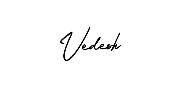 Vedesh stylish signature style. Best Handwritten Sign (AmerikaSignatureDemo-Regular) for my name. Handwritten Signature Collection Ideas for my name Vedesh. Vedesh signature style 3 images and pictures png