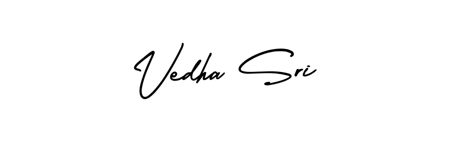 Use a signature maker to create a handwritten signature online. With this signature software, you can design (AmerikaSignatureDemo-Regular) your own signature for name Vedha Sri. Vedha Sri signature style 3 images and pictures png
