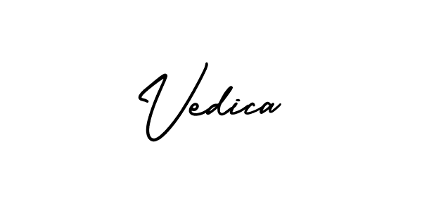 How to make Vedica signature? AmerikaSignatureDemo-Regular is a professional autograph style. Create handwritten signature for Vedica name. Vedica signature style 3 images and pictures png