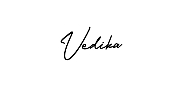 Use a signature maker to create a handwritten signature online. With this signature software, you can design (AmerikaSignatureDemo-Regular) your own signature for name Vedika. Vedika signature style 3 images and pictures png