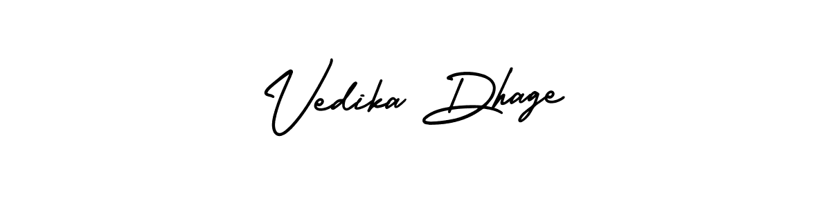 Make a short Vedika Dhage signature style. Manage your documents anywhere anytime using AmerikaSignatureDemo-Regular. Create and add eSignatures, submit forms, share and send files easily. Vedika Dhage signature style 3 images and pictures png