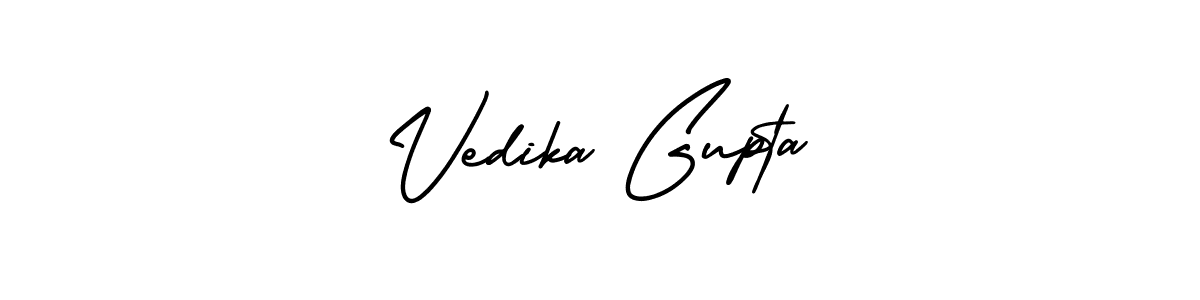 The best way (AmerikaSignatureDemo-Regular) to make a short signature is to pick only two or three words in your name. The name Vedika Gupta include a total of six letters. For converting this name. Vedika Gupta signature style 3 images and pictures png