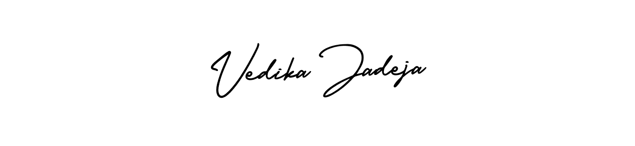 Also You can easily find your signature by using the search form. We will create Vedika Jadeja name handwritten signature images for you free of cost using AmerikaSignatureDemo-Regular sign style. Vedika Jadeja signature style 3 images and pictures png