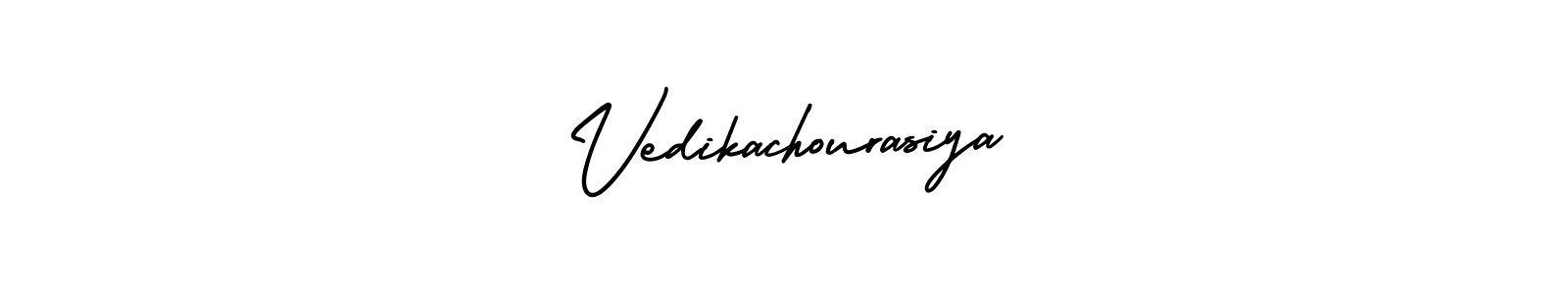 Make a beautiful signature design for name Vedikachourasiya. With this signature (AmerikaSignatureDemo-Regular) style, you can create a handwritten signature for free. Vedikachourasiya signature style 3 images and pictures png