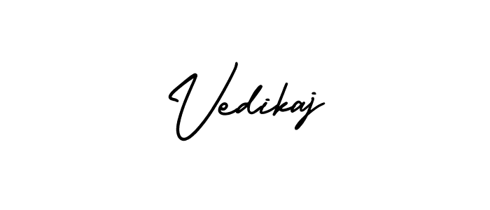 You should practise on your own different ways (AmerikaSignatureDemo-Regular) to write your name (Vedikaj) in signature. don't let someone else do it for you. Vedikaj signature style 3 images and pictures png