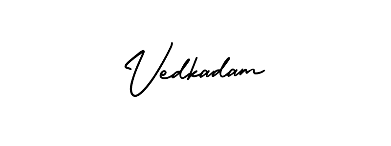 It looks lik you need a new signature style for name Vedkadam. Design unique handwritten (AmerikaSignatureDemo-Regular) signature with our free signature maker in just a few clicks. Vedkadam signature style 3 images and pictures png