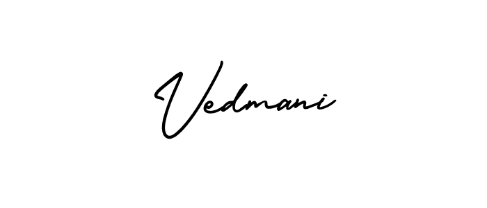 How to make Vedmani name signature. Use AmerikaSignatureDemo-Regular style for creating short signs online. This is the latest handwritten sign. Vedmani signature style 3 images and pictures png