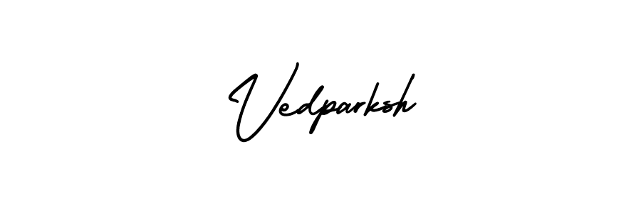Use a signature maker to create a handwritten signature online. With this signature software, you can design (AmerikaSignatureDemo-Regular) your own signature for name Vedparksh. Vedparksh signature style 3 images and pictures png