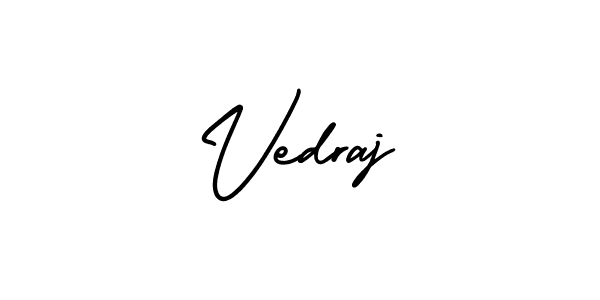 You should practise on your own different ways (AmerikaSignatureDemo-Regular) to write your name (Vedraj) in signature. don't let someone else do it for you. Vedraj signature style 3 images and pictures png