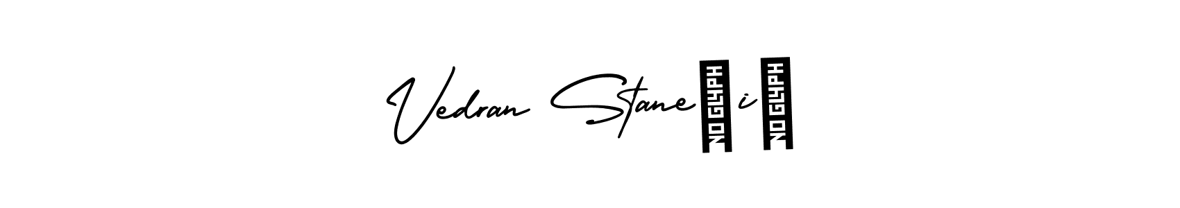 AmerikaSignatureDemo-Regular is a professional signature style that is perfect for those who want to add a touch of class to their signature. It is also a great choice for those who want to make their signature more unique. Get Vedran Stanešić name to fancy signature for free. Vedran Stanešić signature style 3 images and pictures png