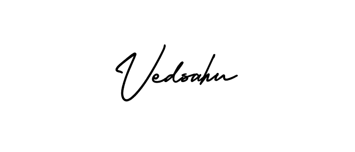 This is the best signature style for the Vedsahu name. Also you like these signature font (AmerikaSignatureDemo-Regular). Mix name signature. Vedsahu signature style 3 images and pictures png