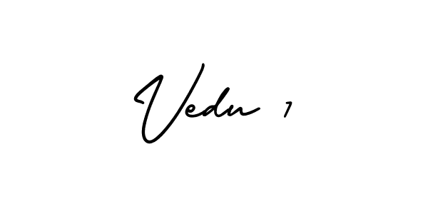 The best way (AmerikaSignatureDemo-Regular) to make a short signature is to pick only two or three words in your name. The name Vedu 7 include a total of six letters. For converting this name. Vedu 7 signature style 3 images and pictures png