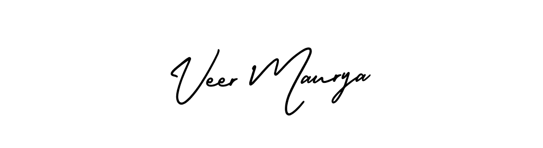 The best way (AmerikaSignatureDemo-Regular) to make a short signature is to pick only two or three words in your name. The name Veer Maurya include a total of six letters. For converting this name. Veer Maurya signature style 3 images and pictures png