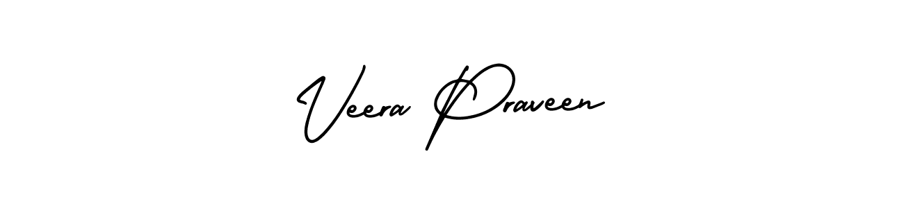 Design your own signature with our free online signature maker. With this signature software, you can create a handwritten (AmerikaSignatureDemo-Regular) signature for name Veera Praveen. Veera Praveen signature style 3 images and pictures png