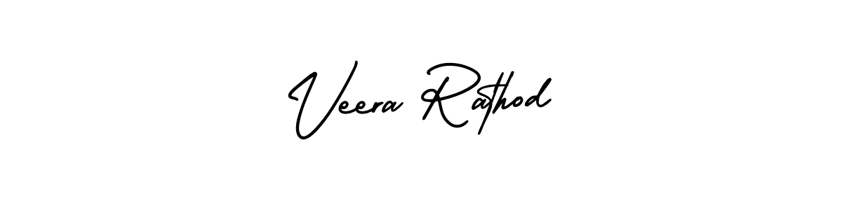 The best way (AmerikaSignatureDemo-Regular) to make a short signature is to pick only two or three words in your name. The name Veera Rathod include a total of six letters. For converting this name. Veera Rathod signature style 3 images and pictures png