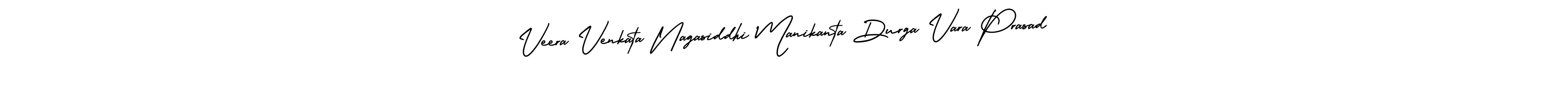 You should practise on your own different ways (AmerikaSignatureDemo-Regular) to write your name (Veera Venkata Nagasiddhi Manikanta Durga Vara Prasad) in signature. don't let someone else do it for you. Veera Venkata Nagasiddhi Manikanta Durga Vara Prasad signature style 3 images and pictures png