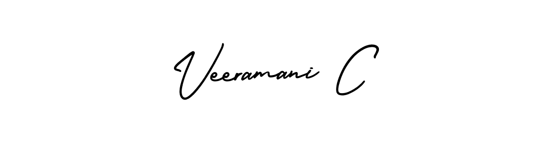 You should practise on your own different ways (AmerikaSignatureDemo-Regular) to write your name (Veeramani C) in signature. don't let someone else do it for you. Veeramani C signature style 3 images and pictures png