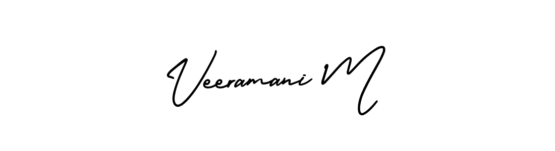 Create a beautiful signature design for name Veeramani M. With this signature (AmerikaSignatureDemo-Regular) fonts, you can make a handwritten signature for free. Veeramani M signature style 3 images and pictures png