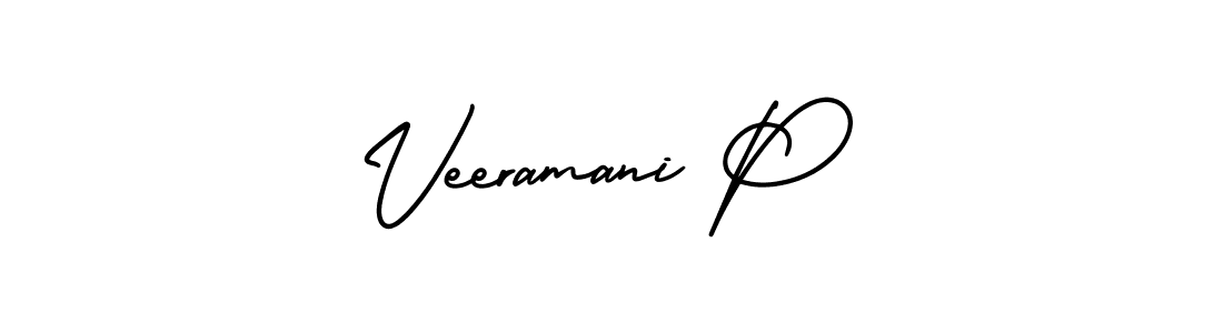 You should practise on your own different ways (AmerikaSignatureDemo-Regular) to write your name (Veeramani P) in signature. don't let someone else do it for you. Veeramani P signature style 3 images and pictures png