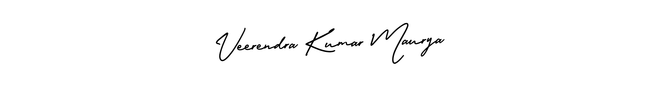 You should practise on your own different ways (AmerikaSignatureDemo-Regular) to write your name (Veerendra Kumar Maurya) in signature. don't let someone else do it for you. Veerendra Kumar Maurya signature style 3 images and pictures png