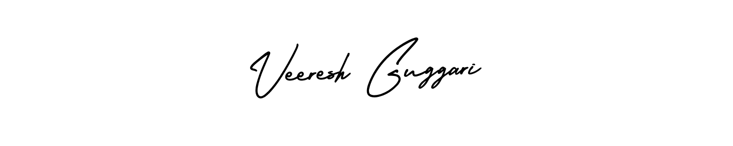 You should practise on your own different ways (AmerikaSignatureDemo-Regular) to write your name (Veeresh Guggari) in signature. don't let someone else do it for you. Veeresh Guggari signature style 3 images and pictures png