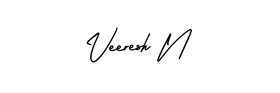 Make a beautiful signature design for name Veeresh N. With this signature (AmerikaSignatureDemo-Regular) style, you can create a handwritten signature for free. Veeresh N signature style 3 images and pictures png