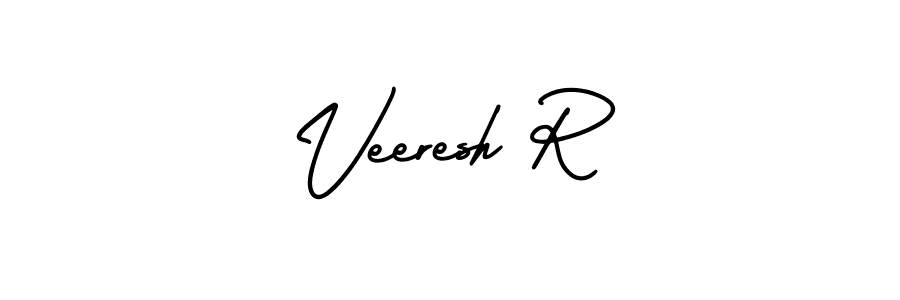 The best way (AmerikaSignatureDemo-Regular) to make a short signature is to pick only two or three words in your name. The name Veeresh R include a total of six letters. For converting this name. Veeresh R signature style 3 images and pictures png