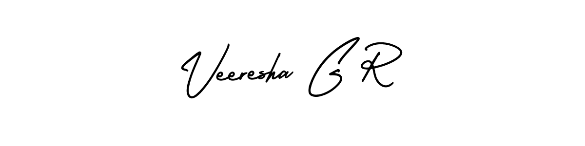 This is the best signature style for the Veeresha G R name. Also you like these signature font (AmerikaSignatureDemo-Regular). Mix name signature. Veeresha G R signature style 3 images and pictures png