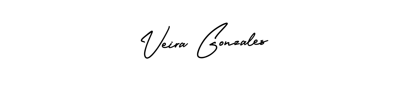 Veira Gonzales stylish signature style. Best Handwritten Sign (AmerikaSignatureDemo-Regular) for my name. Handwritten Signature Collection Ideas for my name Veira Gonzales. Veira Gonzales signature style 3 images and pictures png