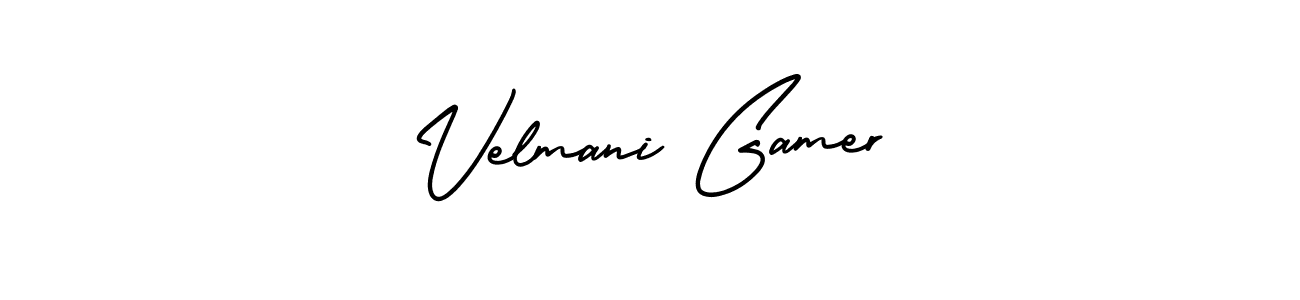 How to Draw Velmani Gamer signature style? AmerikaSignatureDemo-Regular is a latest design signature styles for name Velmani Gamer. Velmani Gamer signature style 3 images and pictures png