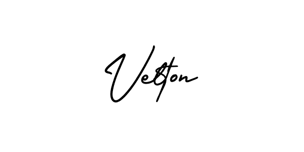 Use a signature maker to create a handwritten signature online. With this signature software, you can design (AmerikaSignatureDemo-Regular) your own signature for name Velton. Velton signature style 3 images and pictures png