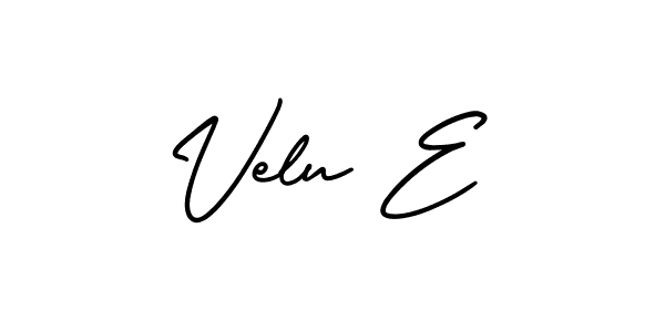 The best way (AmerikaSignatureDemo-Regular) to make a short signature is to pick only two or three words in your name. The name Velu E include a total of six letters. For converting this name. Velu E signature style 3 images and pictures png