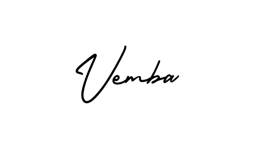 The best way (AmerikaSignatureDemo-Regular) to make a short signature is to pick only two or three words in your name. The name Vemba include a total of six letters. For converting this name. Vemba signature style 3 images and pictures png