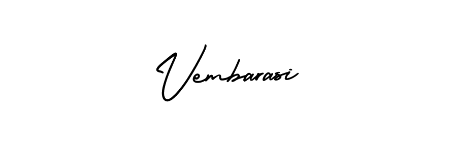 How to make Vembarasi name signature. Use AmerikaSignatureDemo-Regular style for creating short signs online. This is the latest handwritten sign. Vembarasi signature style 3 images and pictures png