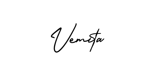 You should practise on your own different ways (AmerikaSignatureDemo-Regular) to write your name (Vemita) in signature. don't let someone else do it for you. Vemita signature style 3 images and pictures png